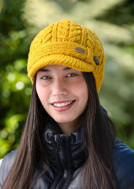 Aran Cable Peak Hat | Sunflower