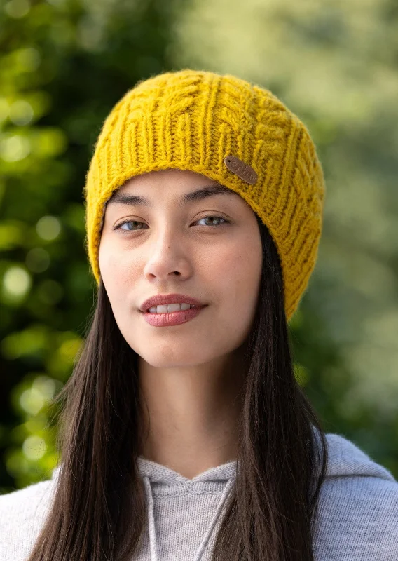 Aran Cable Pullon Hat | Sunflower