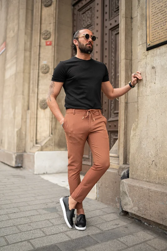 Bojoni Doral Brown Slim Fit  Pants