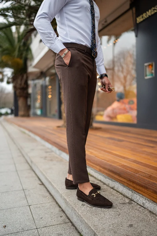 Bojoni Elko Brown Slim Fit Chino Pants