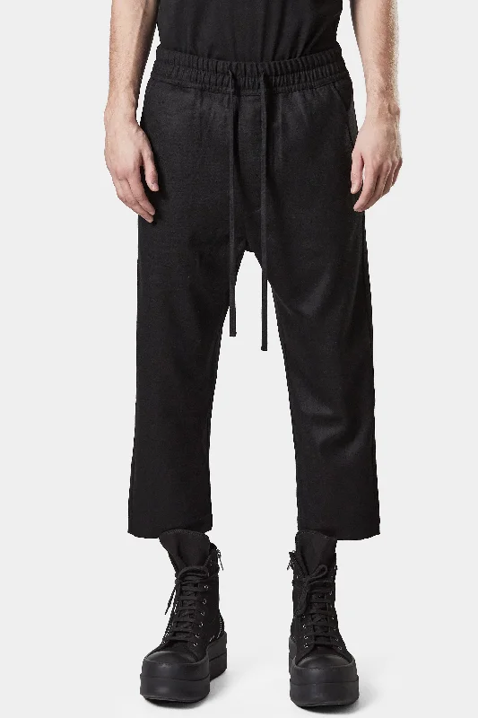 Drawstring cropped wool pants