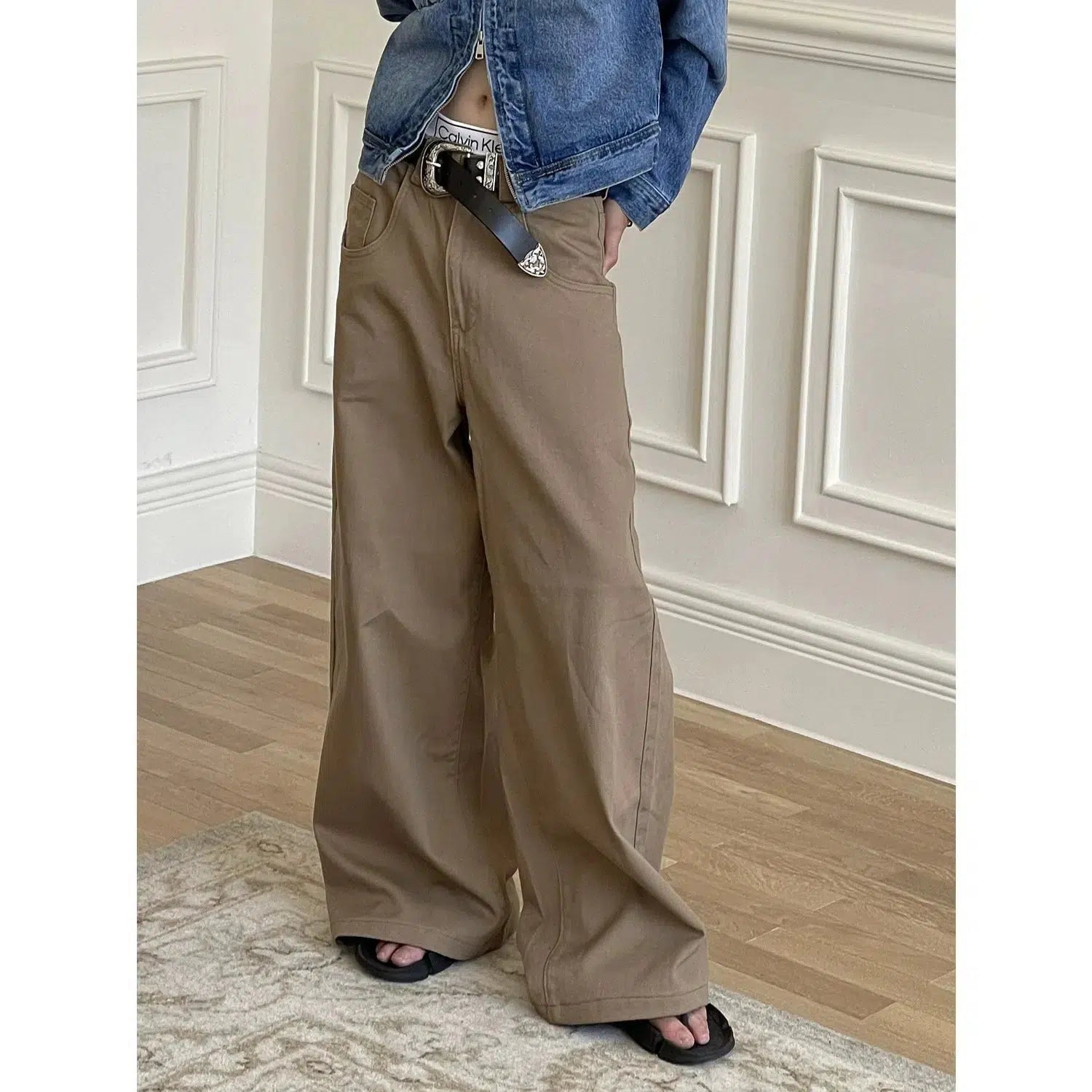 Cutting Stacked Wide-Leg Pants