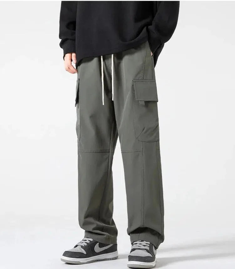 Elastic Waist Drawstring Cargo Pants