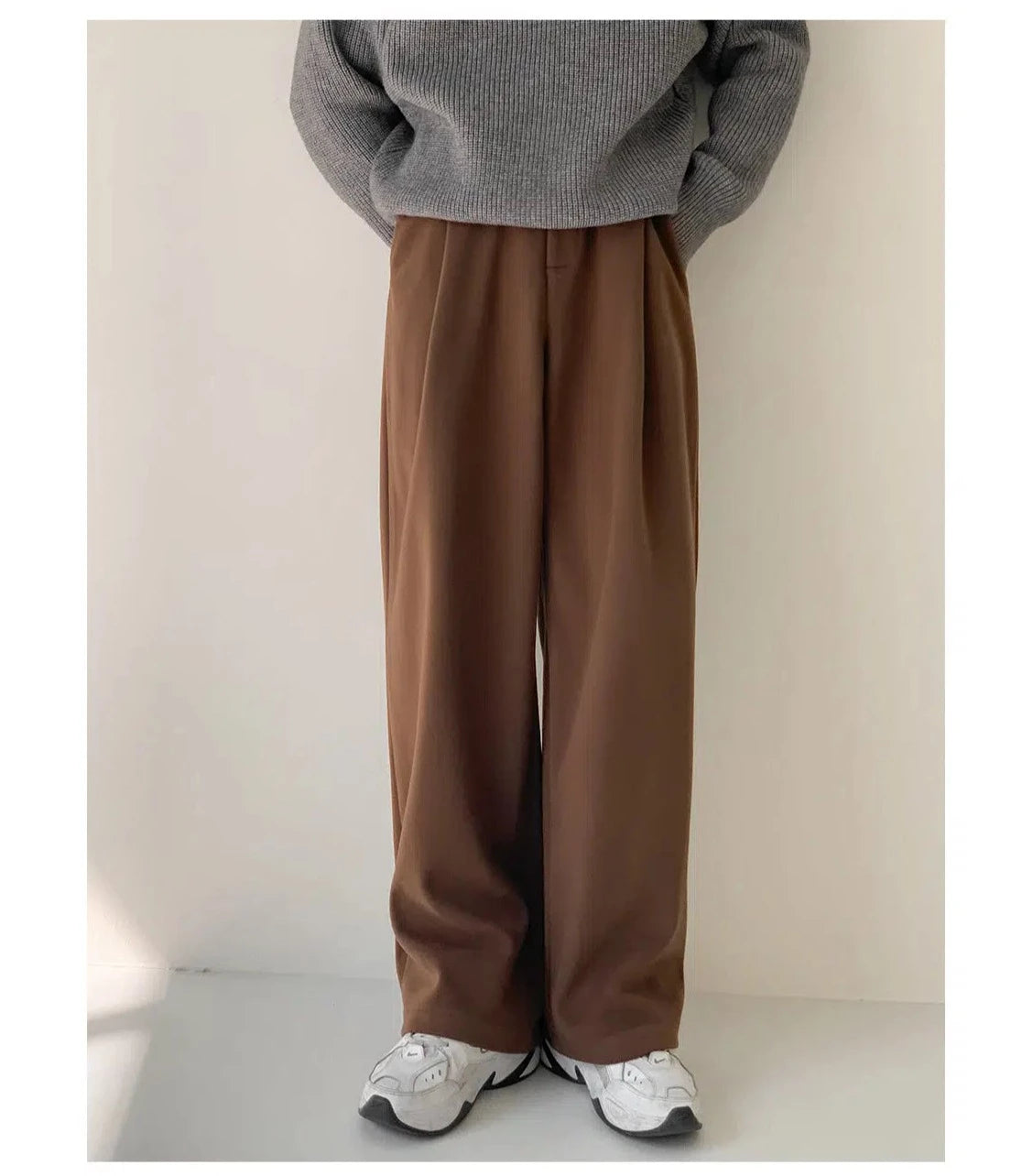 Elastic Waist Woolen Casual Pants