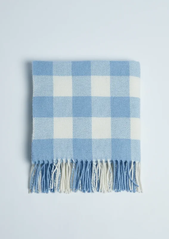 Foxford Blue Check Lambswool Baby Blanket