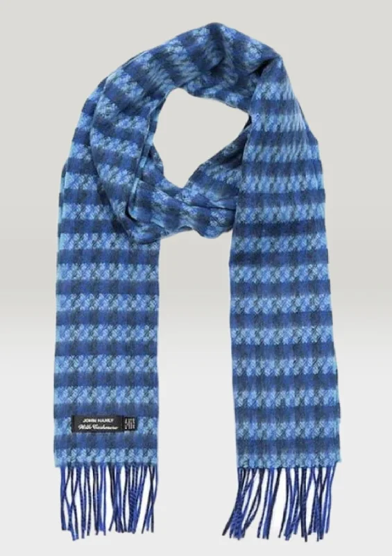 Irish Cashmere Wool Scarf | Blue Aqua Check