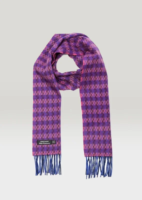 Irish Cashmere Wool Scarf | Blue Salmon Purple Check