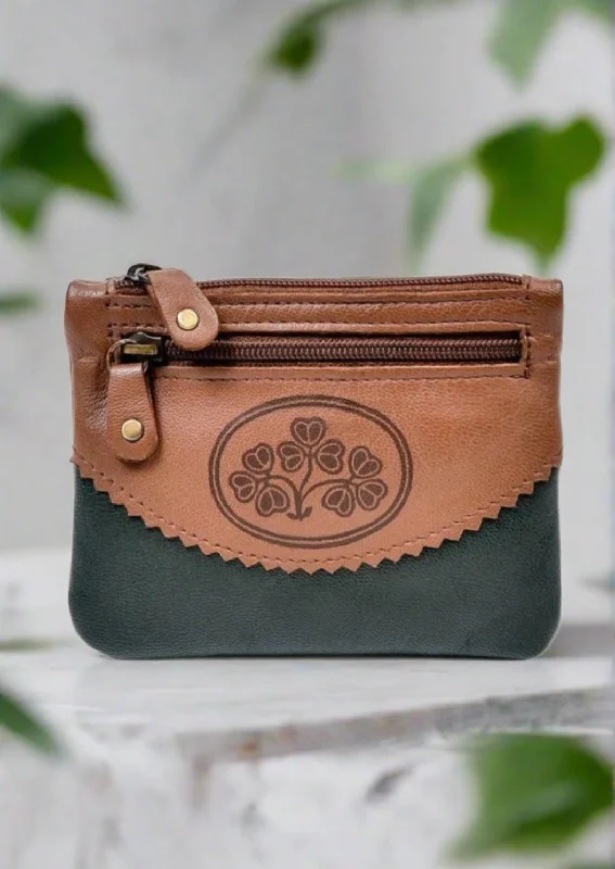 Irish Leather Three Zip Purse - Shamrock