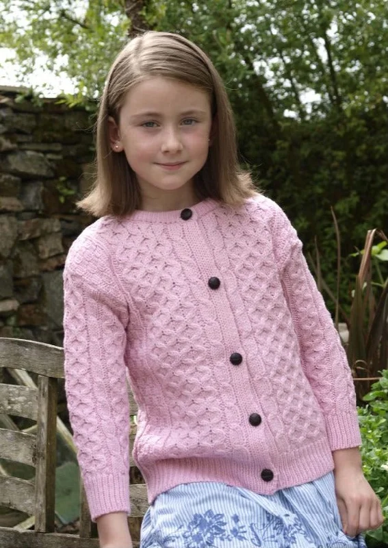 Kids Aran Cardigan | Pink