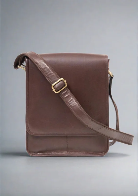 Luxury Irish Leather Messenger Bag - Brown