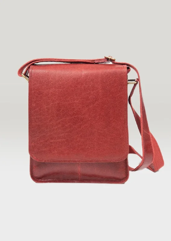 Luxury Irish Leather Messenger Bag - Red