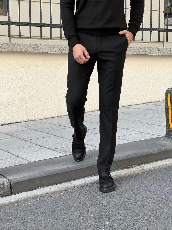 Bojoni Astoria Slim Fit High Quality Black Patterned Anthracite Pants