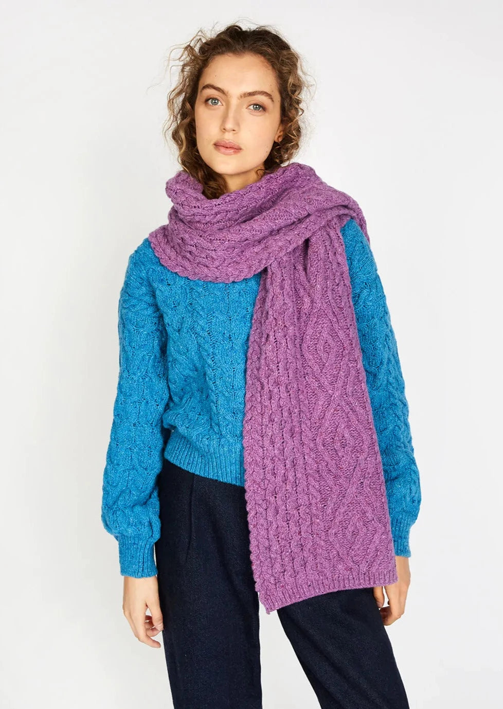 Diamond Aran Scarf | Orchid