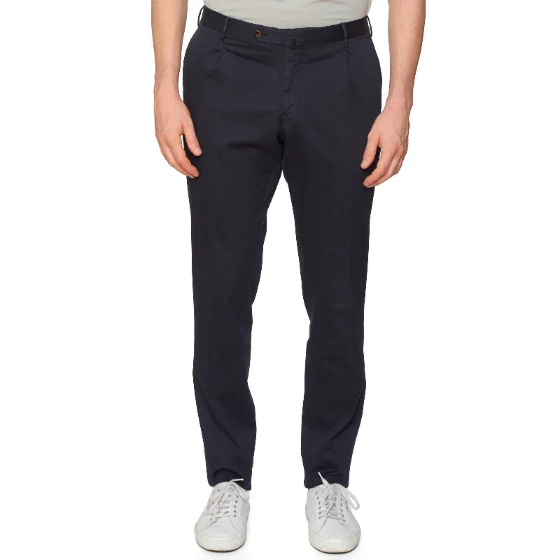 PT PANTALONI TORINO Blue Cotton-Lyocell Stretch Pants NEW Superslim