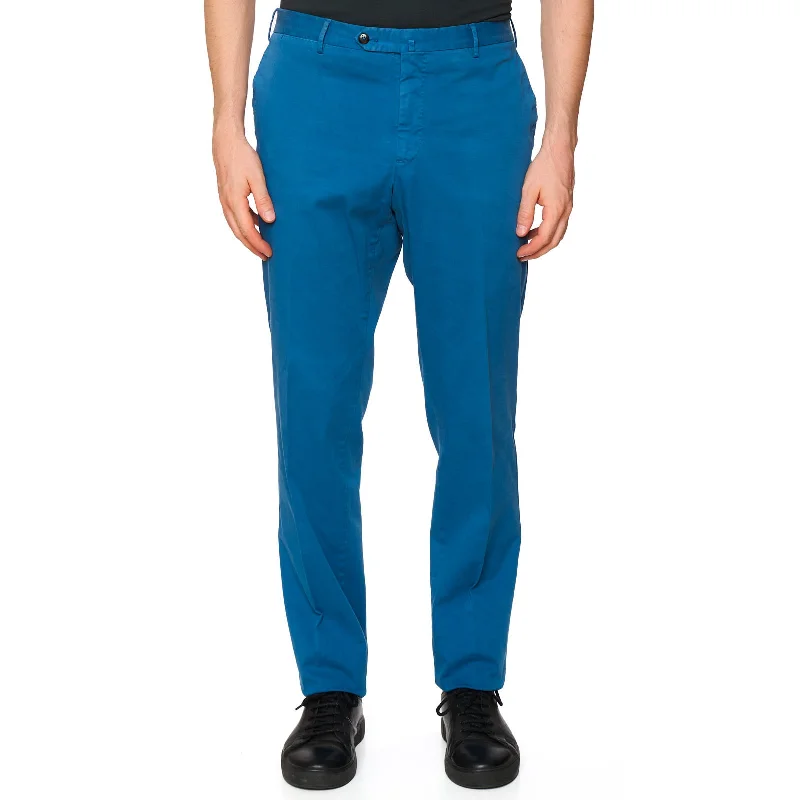 PT PANTALONI TORINO Blue Lyocell-Cotton Slim Fit Chino Pants EU 54 NEW US 36