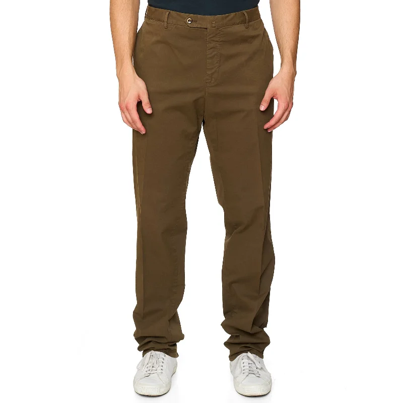 PT PANTALONI TORINO Brown Slim Fit Stretch Cotton Chino Pants NEW