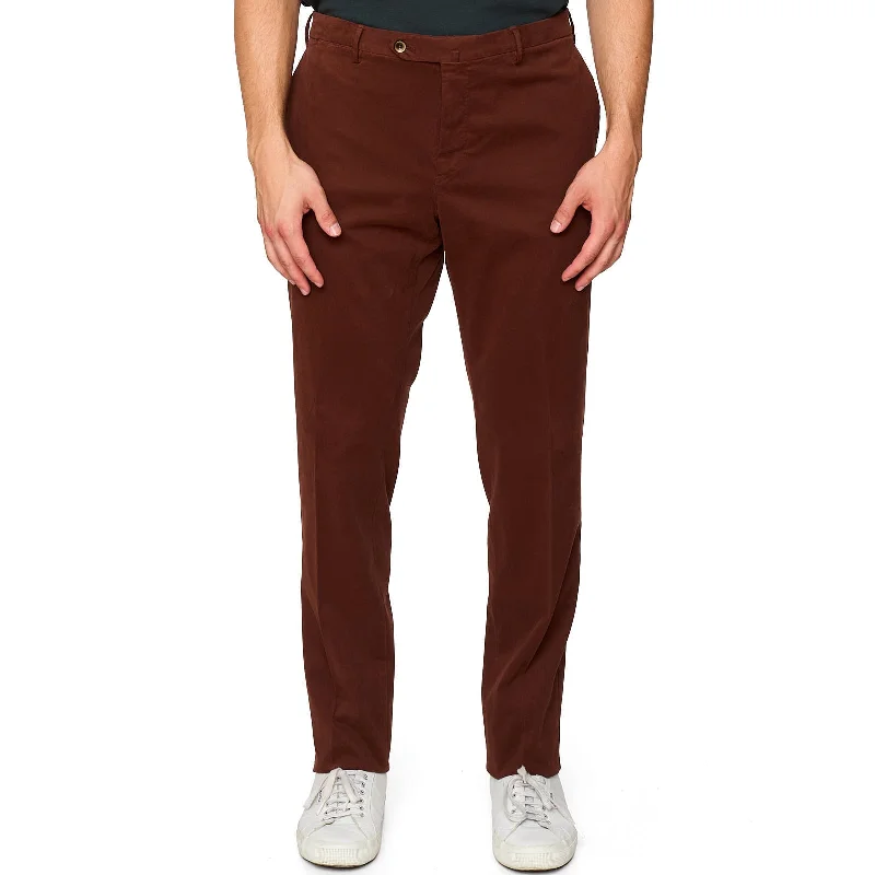 PT PANTALONI TORINO Burgundy Superslim Fit Stretch Cotton Chino Pants NEW