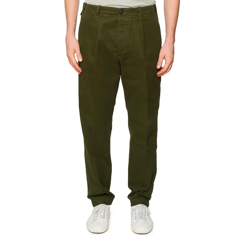 PT PANTALONI TORINO Dark Green Shot Fit Worn Out Deluxe Cotton Chino Pants NEW