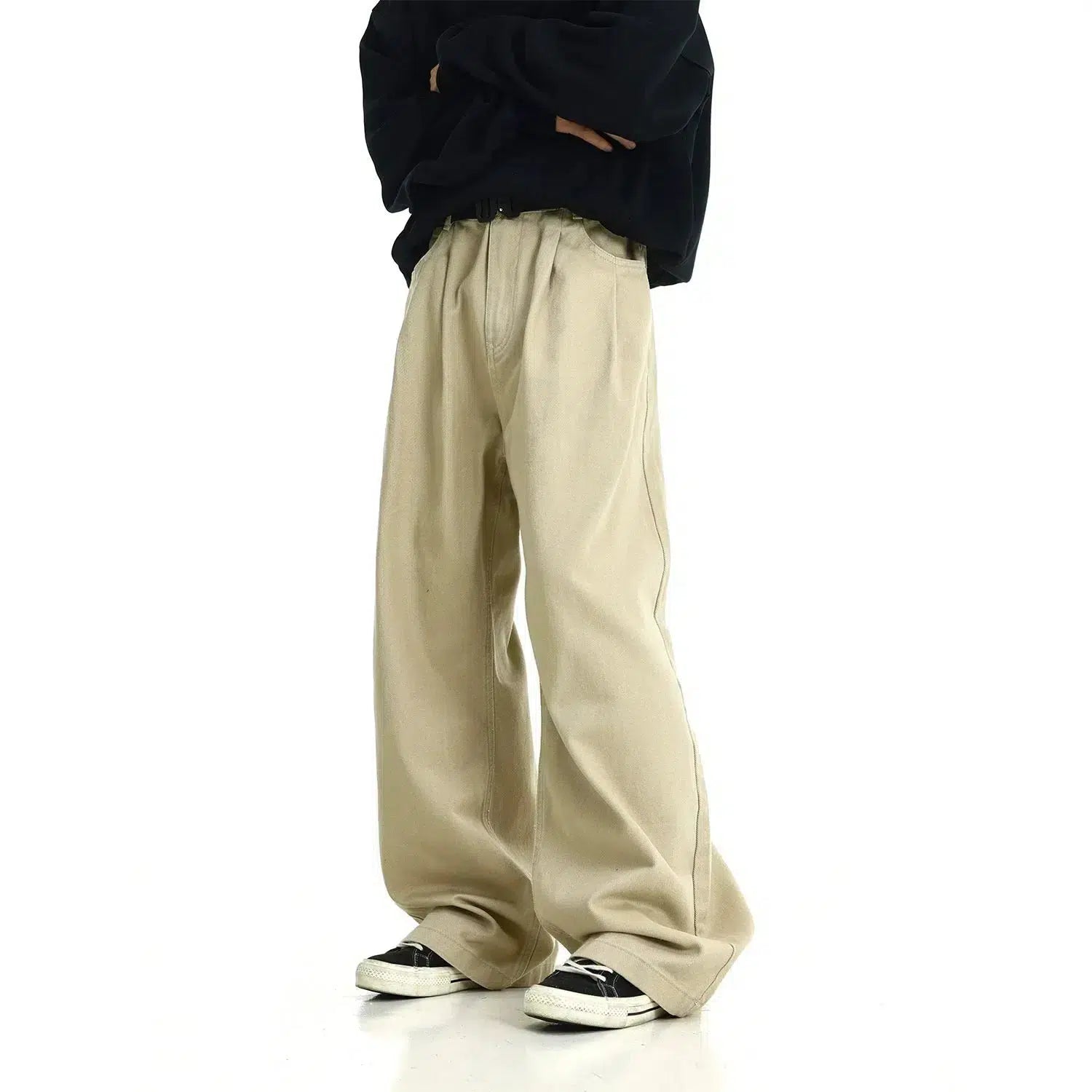 Retro Workwear Mopping Wide-leg Pants