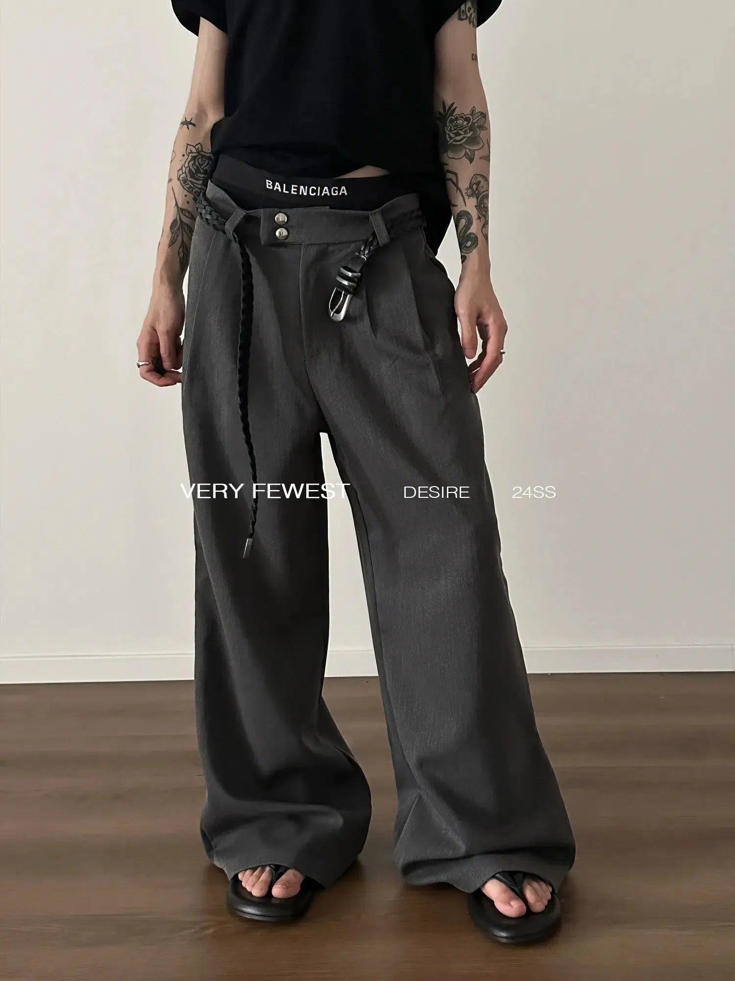 Wide-Leg Pleated Trousers