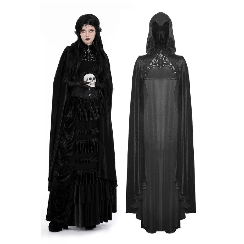 Women's Gothic Floral Embroidered Cape with Hood