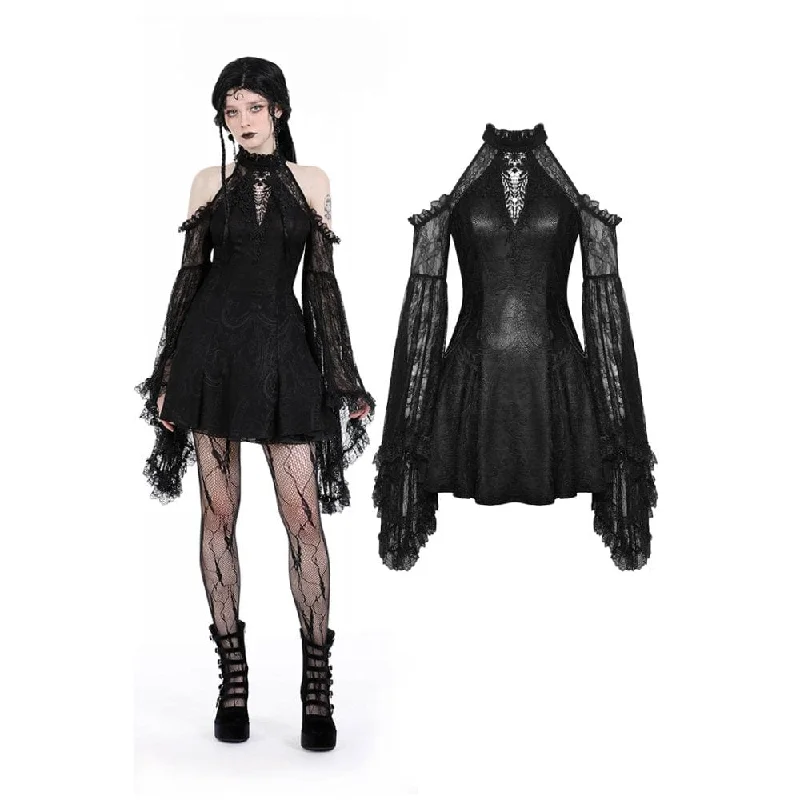 Women's Gothic Off Shoulder Lace Flared Sleeved Dress