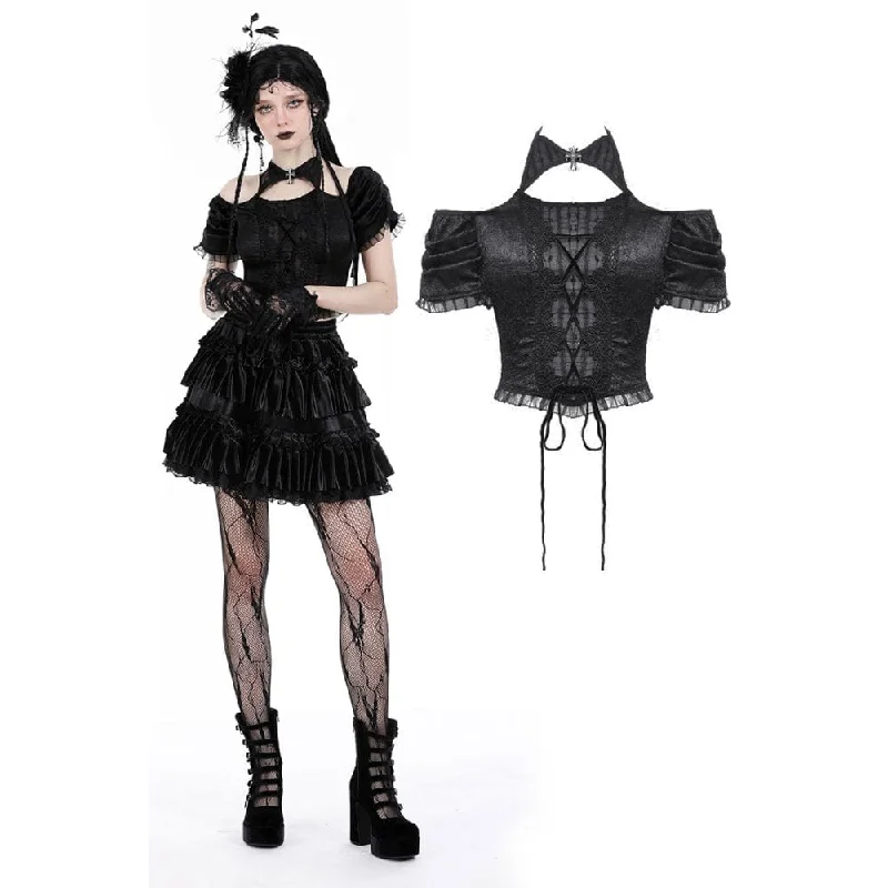 Women's Gothic Off Shoulder Lace-up Shirt