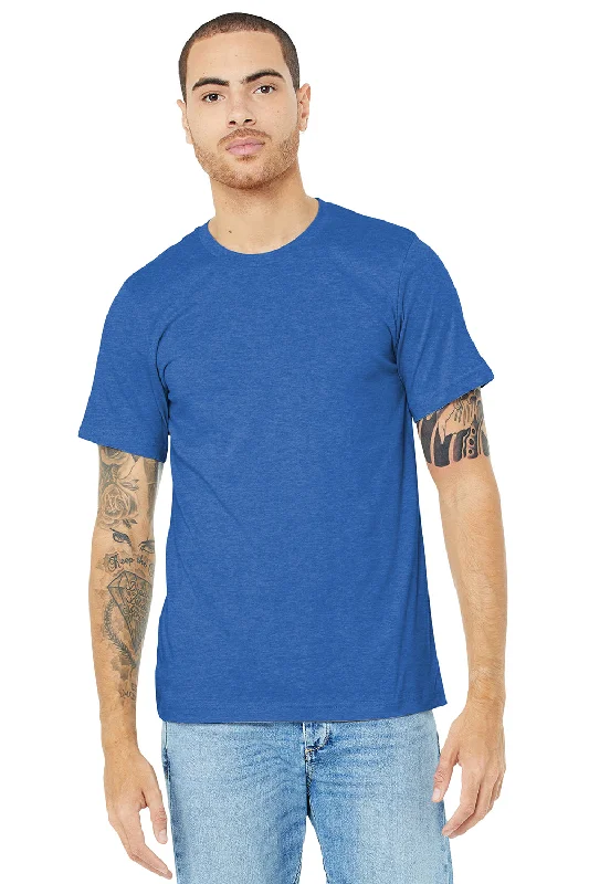 Bella + Canvas Mens Heather CVC Short Sleeve Crewneck T-Shirt - Heather True Royal Blue