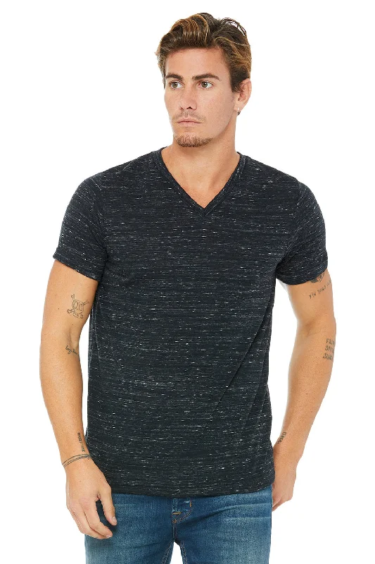 Bella + Canvas Mens Jersey Short Sleeve V-Neck T-Shirt - Black Marble