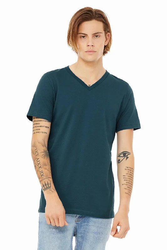 Bella + Canvas Mens Jersey Short Sleeve V-Neck T-Shirt - Deep Teal Blue