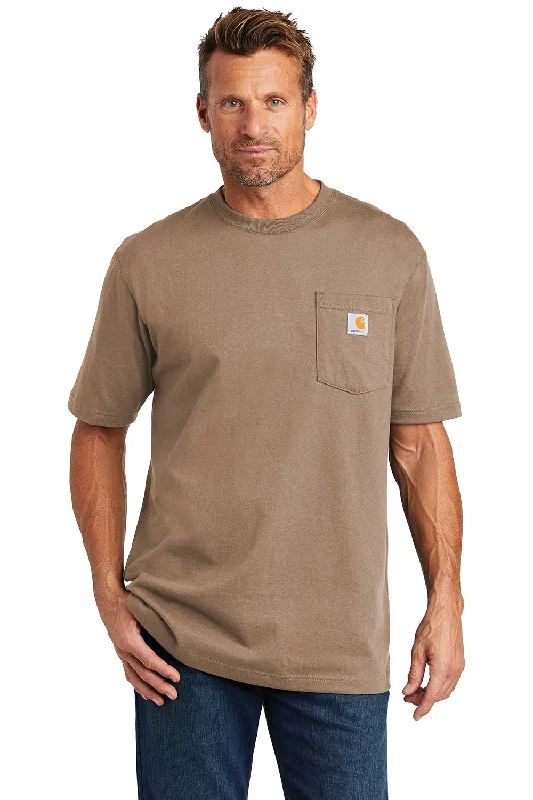 Carhartt Mens Workwear Short Sleeve Crewneck T-Shirt w/ Pocket - Desert Brown