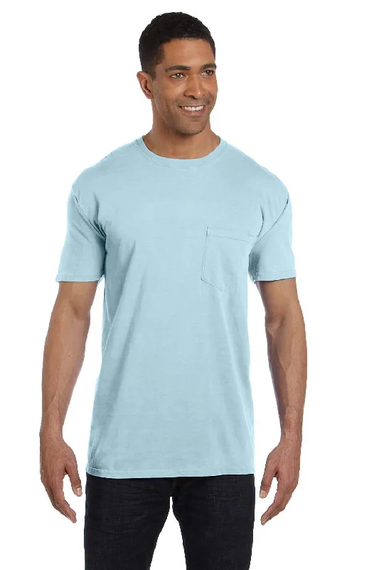 Comfort Colors Mens Short Sleeve Crewneck T-Shirt w/ Pocket - Chambray Blue