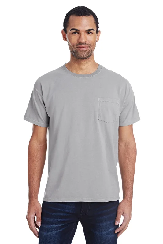 ComfortWash By Hanes Mens Short Sleeve Crewneck T-Shirt w/ Pocket - Concrete Grey