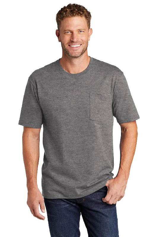 CornerStone Mens Short Sleeve Crewneck T-Shirt w/ Pocket - Heather Charcoal Grey