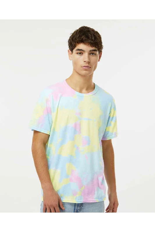 Dyenomite Mens Dream Tie Dyed Short Sleeve Crewneck T-Shirt - Pastel Rainbow