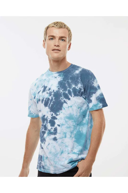 Dyenomite Mens LaMer Over Dyed Crinkle Tie Dyed Short Sleeve Crewneck T-Shirt - Gulf