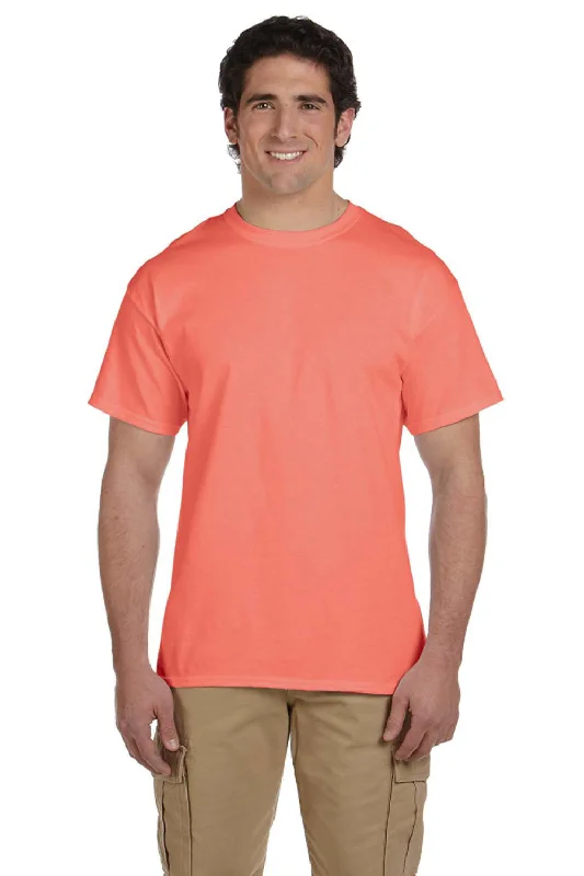 Fruit Of The Loom Mens HD Jersey Short Sleeve Crewneck T-Shirt - Heather Retro Coral