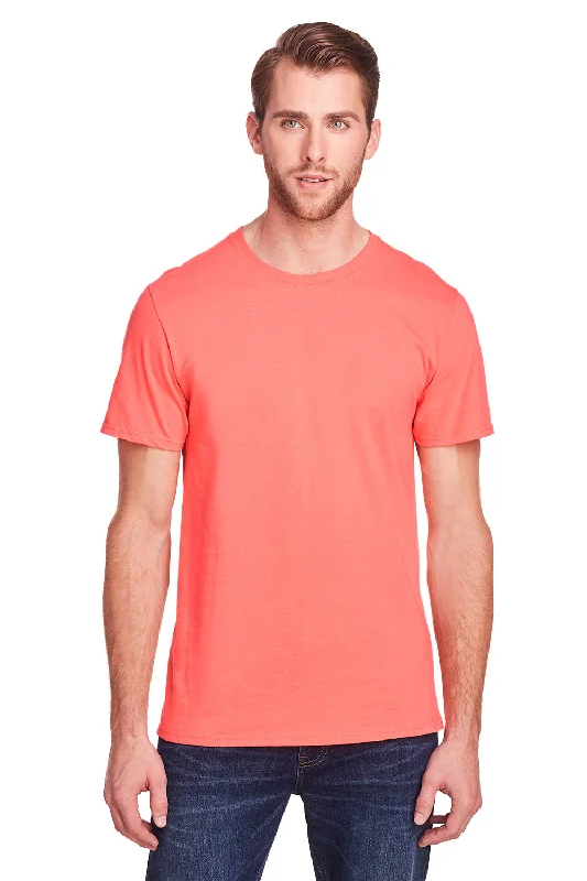 Fruit Of The Loom Mens Iconic Short Sleeve Crewneck T-Shirt - Sunset Coral