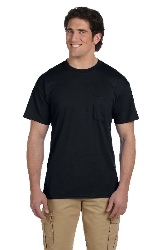 Gildan Mens DryBlend Moisture Wicking Short Sleeve Crewneck T-Shirt w/ Pocket - Black