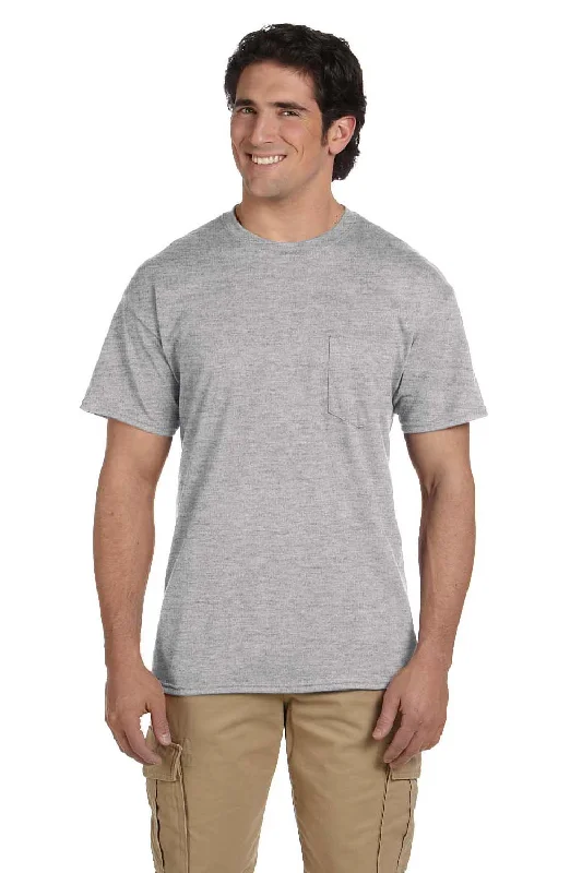 Gildan Mens DryBlend Moisture Wicking Short Sleeve Crewneck T-Shirt w/ Pocket - Sport Grey