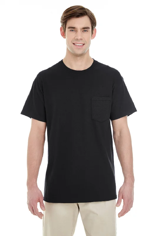 Gildan Mens Short Sleeve Crewneck T-Shirt w/ Pocket - Black