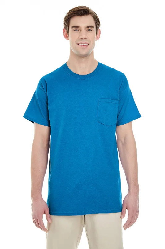 Gildan Mens Short Sleeve Crewneck T-Shirt w/ Pocket - Sapphire Blue