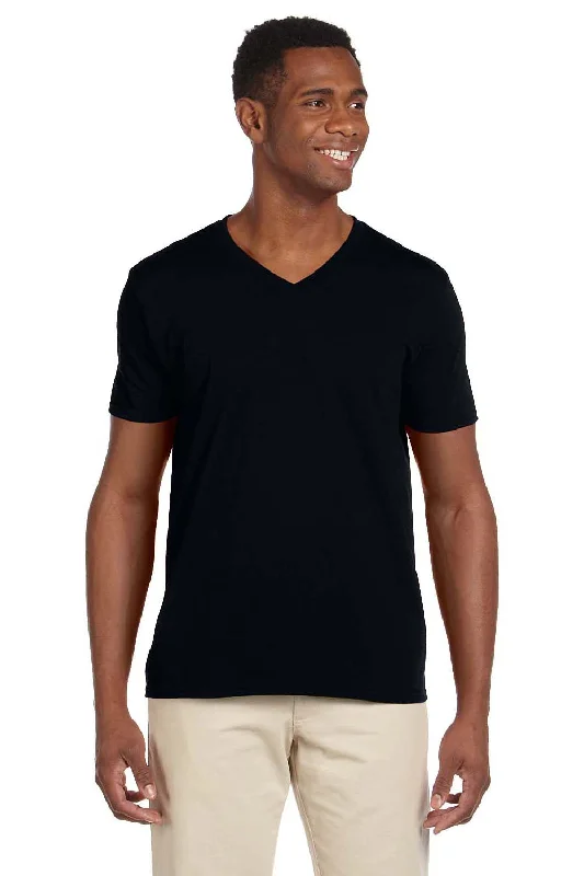 Gildan Mens Softstyle Short Sleeve V-Neck T-Shirt - Black