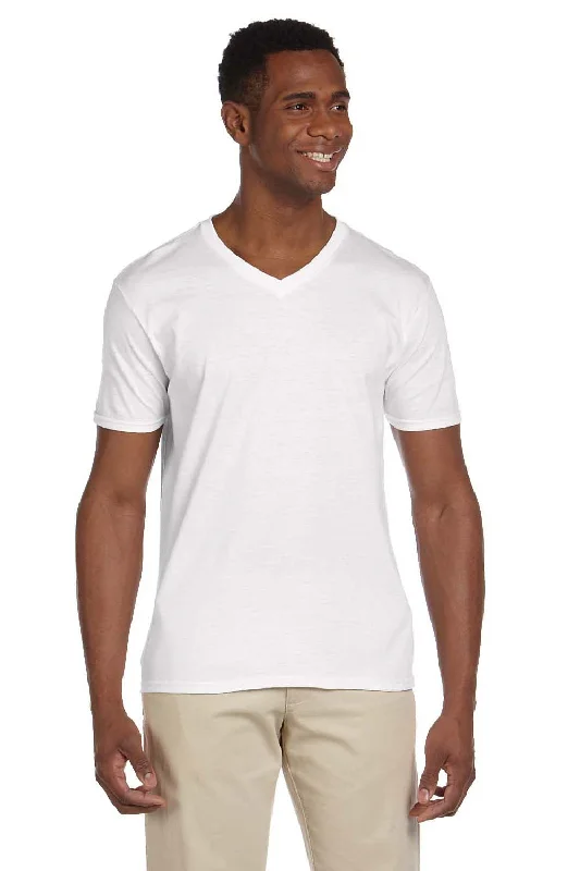 Gildan Mens Softstyle Short Sleeve V-Neck T-Shirt - White