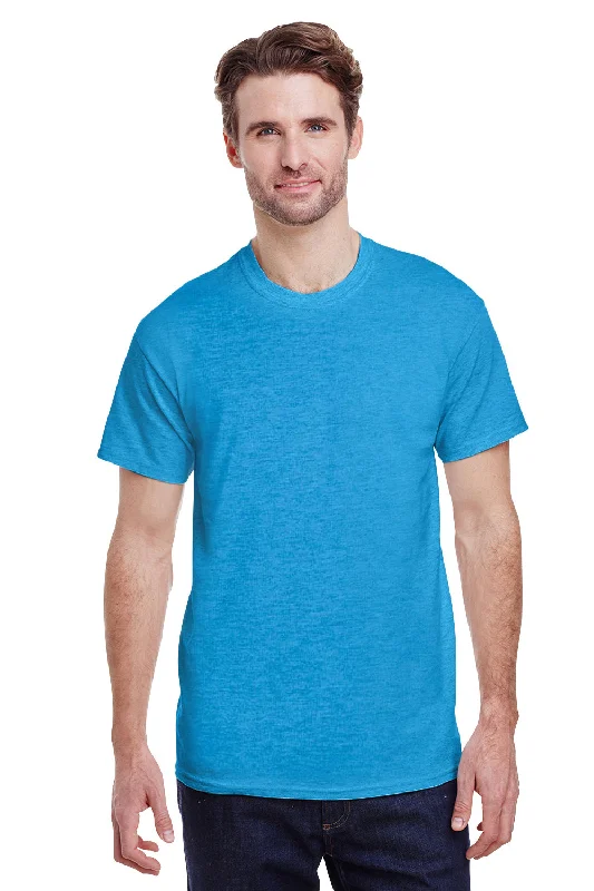 Gildan Mens Ultra Short Sleeve Crewneck T-Shirt - Heather Sapphire Blue