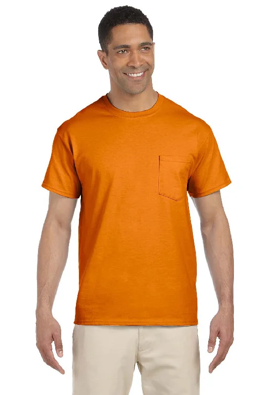 Gildan Mens Ultra Short Sleeve Crewneck T-Shirt w/ Pocket - Safety Orange