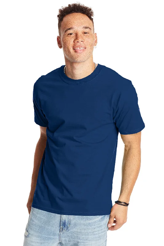 Hanes Mens Beefy-T Short Sleeve Crewneck T-Shirt - Regal Navy Blue