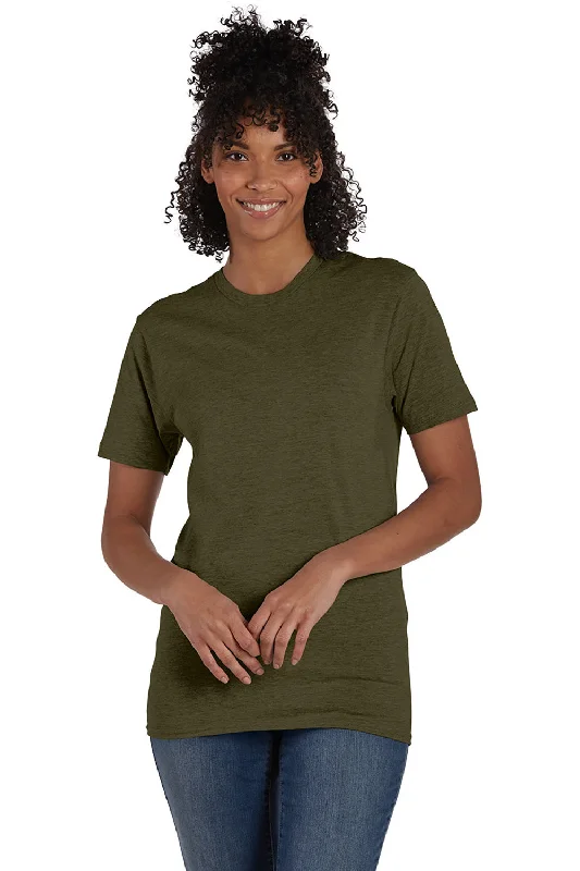 Hanes Mens Nano-T Short Sleeve Crewneck T-Shirt - Heather Military Green