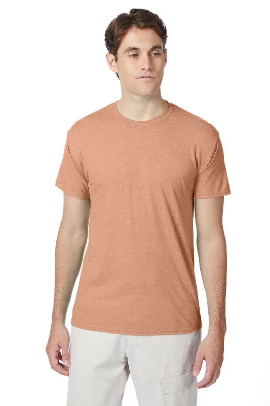 Hanes Mens X-Temp FreshIQ Moisture Wicking Short Sleeve Crewneck T-Shirt - Heather Cantaloupe Orange