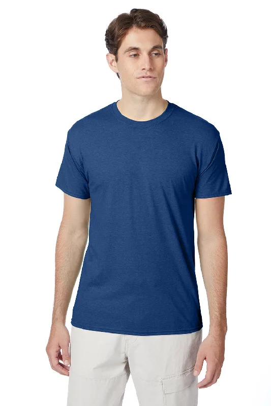 Hanes Mens X-Temp FreshIQ Moisture Wicking Short Sleeve Crewneck T-Shirt - Heather Regal Navy Blue